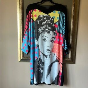 Funsport Graphic Audrey Hepburn Halogen Effect Tunic or Dress Sample Size